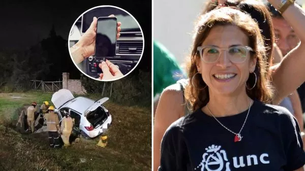 Vehículo accidentado, teléfono conectado a la carga y María Lucila Pagani