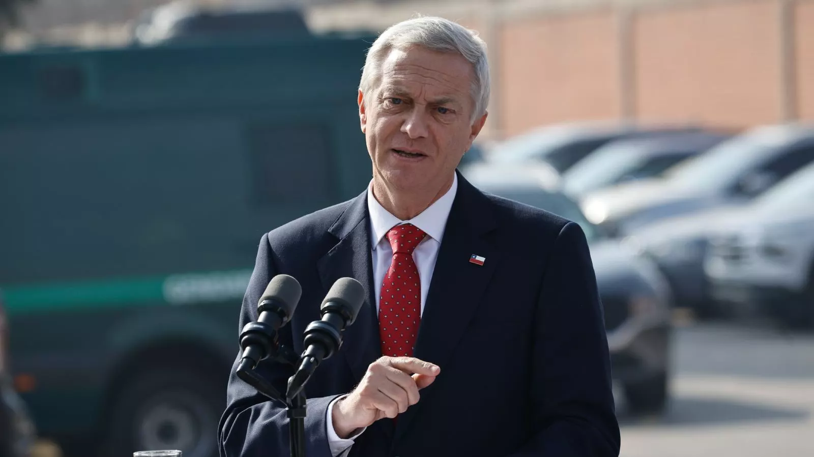 Presidente José Antonio Kast en un punto de prensa