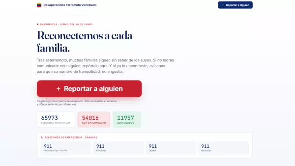 Página para encontrar a desaparecido en Venezuela tras terremoto