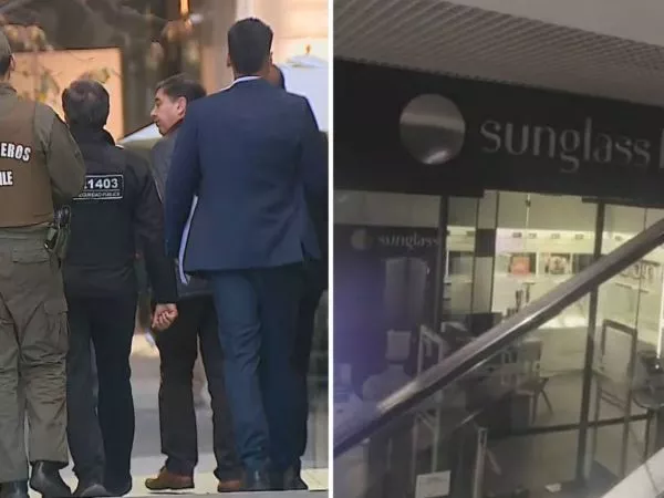 PDI y Carabineros realizando peritajes y la tienda afectada por robo en Casa Costanera