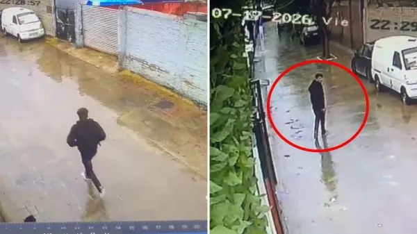 Sujeto huyendo tras balear a dos carabineros en Lo Espejo