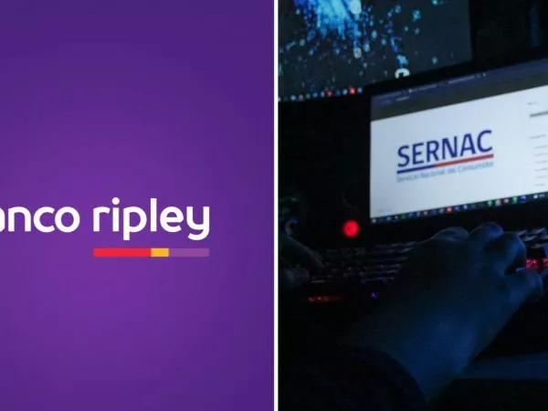 Logo del Banco Ripley y el de Sernac en un computador