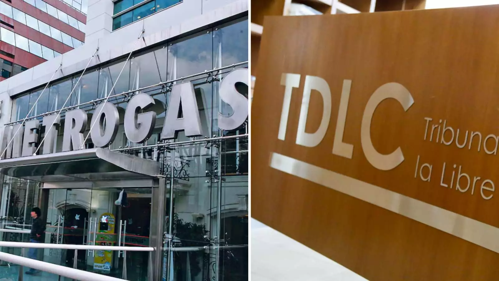 Frontis de Metrogas y el del Tribunal de la Libre Competencia