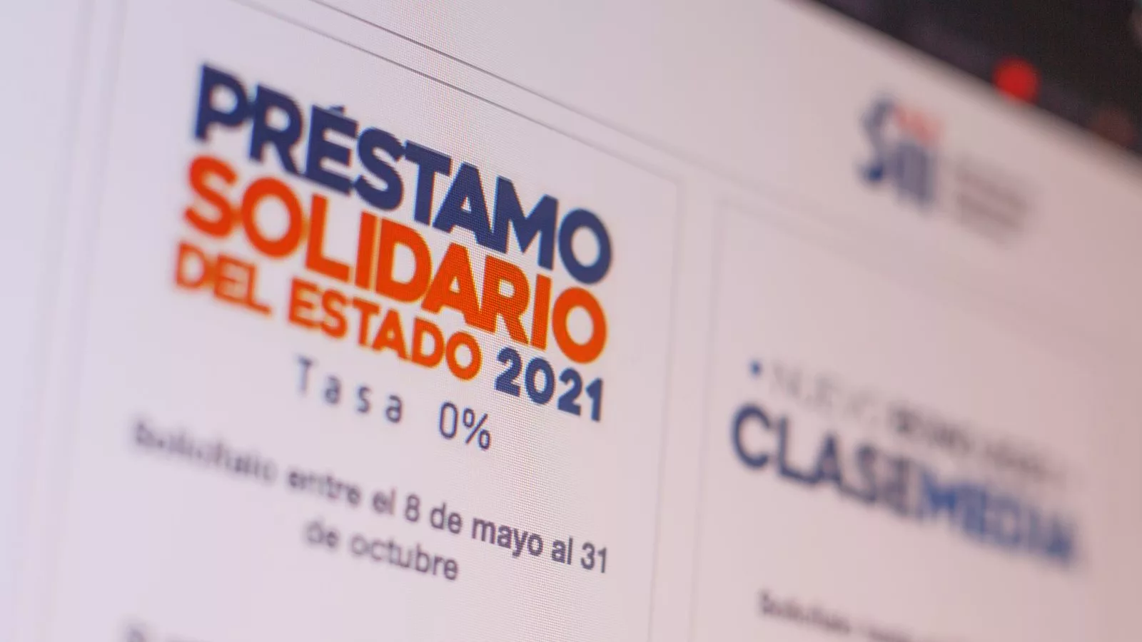 Página web del Préstamo solidario del Estado en 2021