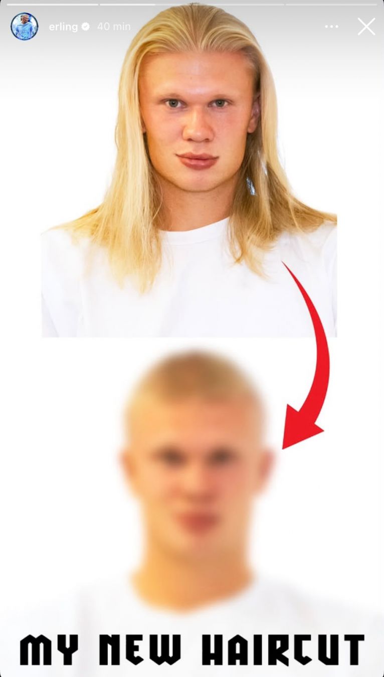 Historia publicada por Erling Haaland sobre su corte de pelo