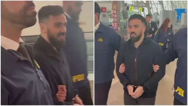 Sin declaraciones: Martín de los Santos llegó al aeropuerto de Santiago