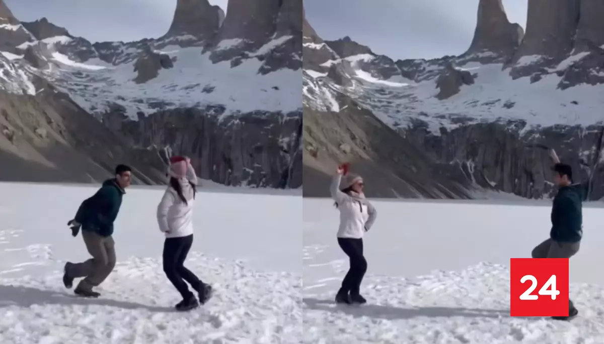 “Multas y hasta pena de cárcel”: la advertencia de Conaf tras video de pareja bailando cueca en laguna congelada en Torres del Paine