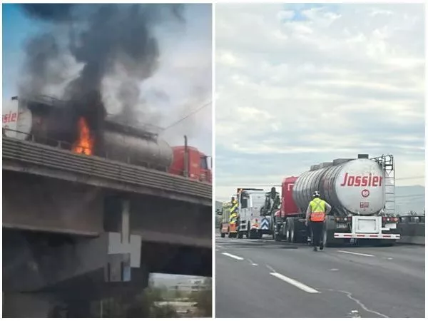VIDEO: Camión cargado con vino se incendia en plena autopista General Velásquez