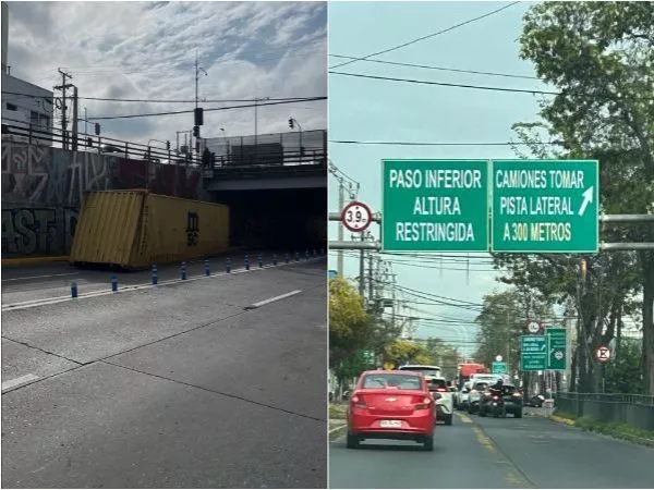 Vuelven a cerrar paso bajo nivel de Avenida Departamental tras choque de camión