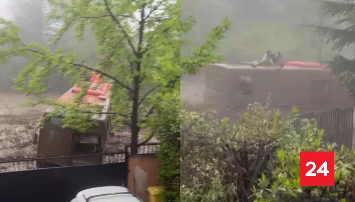 VIDEO: micro fue arrastrada por aluvión en San Carlos de Apoquindo