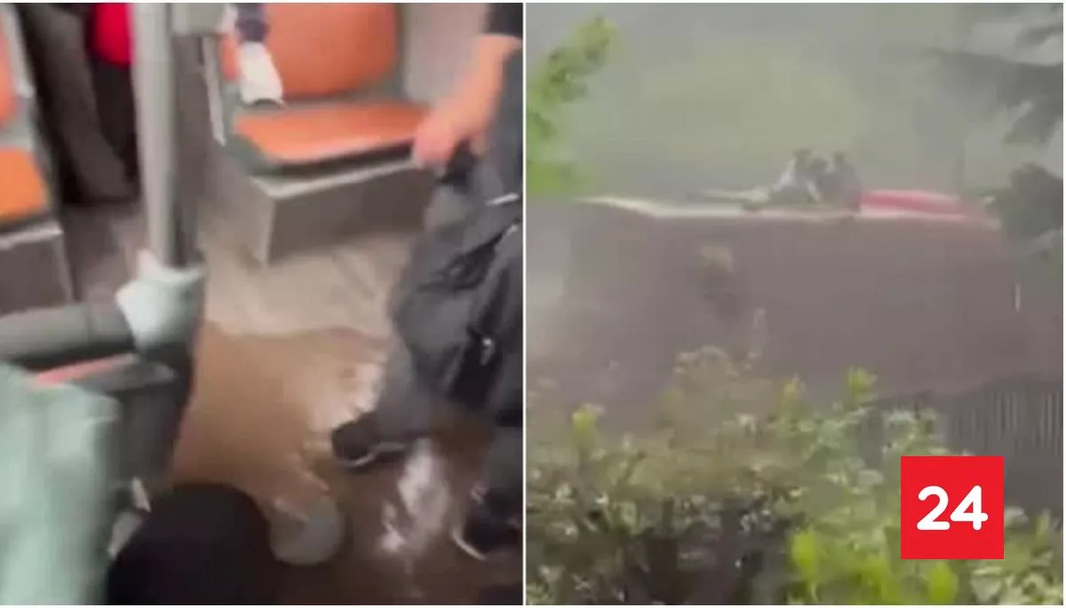 VIDEO: registro capta a pasajeros atrapados al interior de un bus RED arrastrado por aluvión en Las Condes