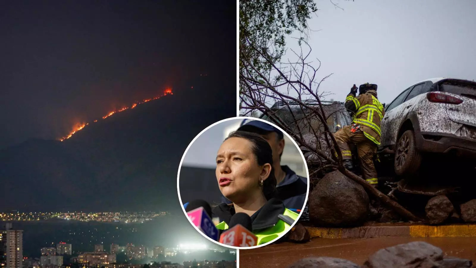 Incendio que afectó al sector cordillerano de San Carlos de Apoquindo; alcaldesa de Las Condes, Catalina San Martín; y aluvión que afectó a Las Condes