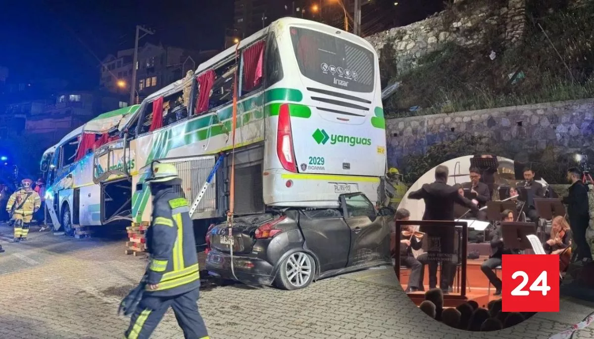 VIDEO: registro muestra el volcamiento de bus que trasladaba a orquesta en Valparaíso