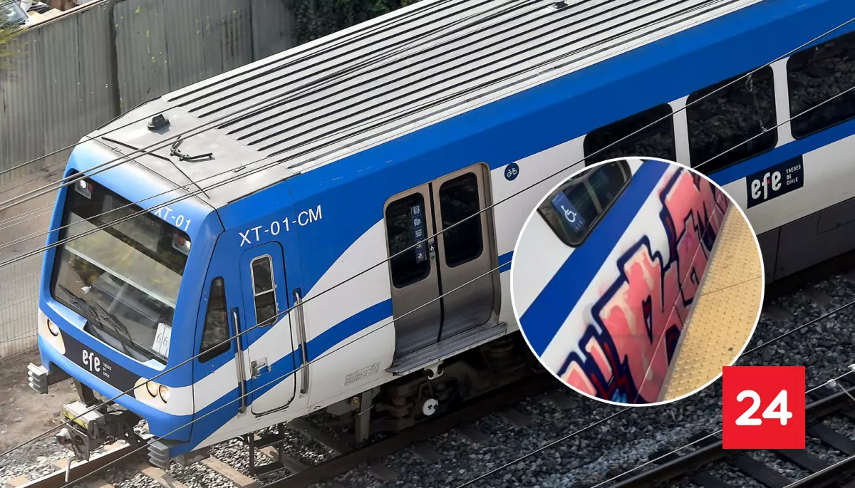 Sujetos grafitean tren de EFE Valparaíso en Viña del Mar y provocan detención de más de 20 minutos