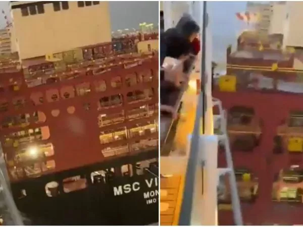 VIDEO: Crucero choca contra buque portacontenedores en Alemania